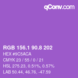 カラーコード: RGB 156.1 90.8 202 | qconv.com