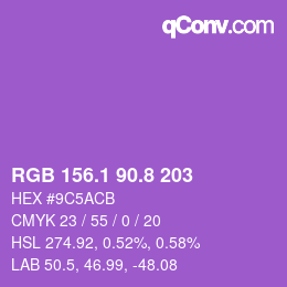 カラーコード: RGB 156.1 90.8 203 | qconv.com