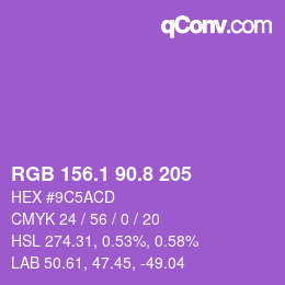 カラーコード: RGB 156.1 90.8 205 | qconv.com