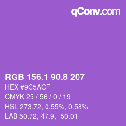 カラーコード: RGB 156.1 90.8 207 | qconv.com