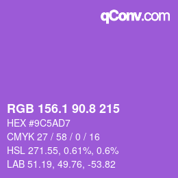 カラーコード: RGB 156.1 90.8 215 | qconv.com