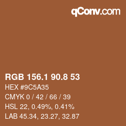 Color code: RGB 156.1 90.8 53 | qconv.com