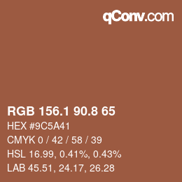 Color code: RGB 156.1 90.8 65 | qconv.com