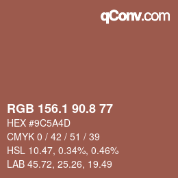 カラーコード: RGB 156.1 90.8 77 | qconv.com