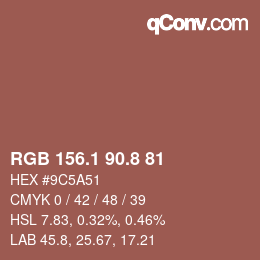 Color code: RGB 156.1 90.8 81 | qconv.com