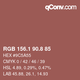 Color code: RGB 156.1 90.8 85 | qconv.com