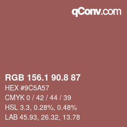 カラーコード: RGB 156.1 90.8 87 | qconv.com