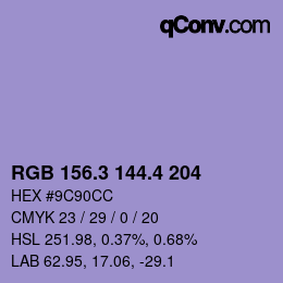 カラーコード: RGB 156.3 144.4 204 | qconv.com