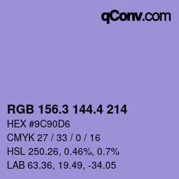 カラーコード: RGB 156.3 144.4 214 | qconv.com