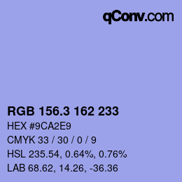 カラーコード: RGB 156.3 162 233 | qconv.com