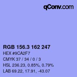 カラーコード: RGB 156.3 162 247 | qconv.com