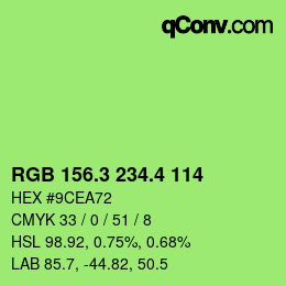 カラーコード: RGB 156.3 234.4 114 | qconv.com