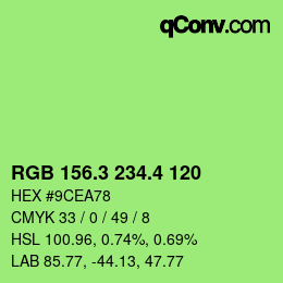 カラーコード: RGB 156.3 234.4 120 | qconv.com