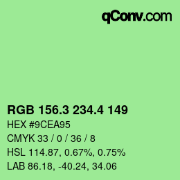 カラーコード: RGB 156.3 234.4 149 | qconv.com
