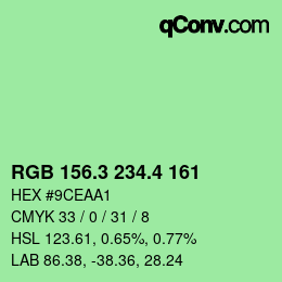 カラーコード: RGB 156.3 234.4 161 | qconv.com