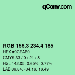 カラーコード: RGB 156.3 234.4 185 | qconv.com