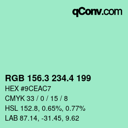 カラーコード: RGB 156.3 234.4 199 | qconv.com