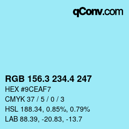 カラーコード: RGB 156.3 234.4 247 | qconv.com