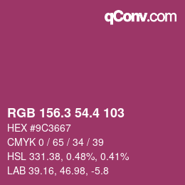 カラーコード: RGB 156.3 54.4 103 | qconv.com