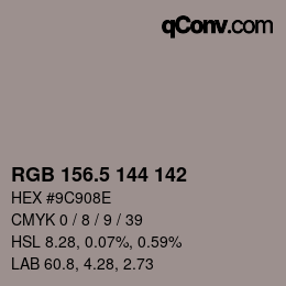 Código de color: RGB 156.5 144 142 | qconv.com