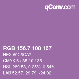 カラーコード: RGB 156.7 108 167 | qconv.com