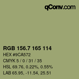 カラーコード: RGB 156.7 165 114 | qconv.com