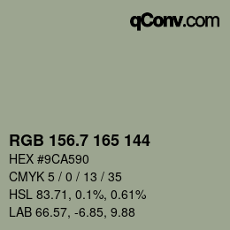 カラーコード: RGB 156.7 165 144 | qconv.com