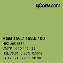 カラーコード: RGB 156.7 182.6 100 | qconv.com