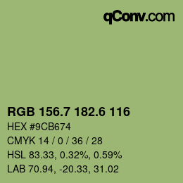カラーコード: RGB 156.7 182.6 116 | qconv.com