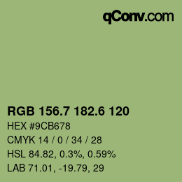 カラーコード: RGB 156.7 182.6 120 | qconv.com
