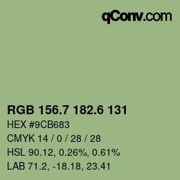 カラーコード: RGB 156.7 182.6 131 | qconv.com