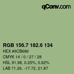 カラーコード: RGB 156.7 182.6 134 | qconv.com
