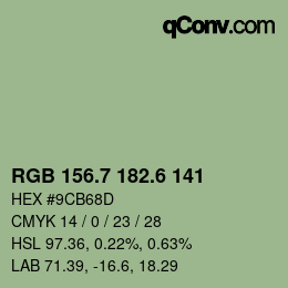 カラーコード: RGB 156.7 182.6 141 | qconv.com