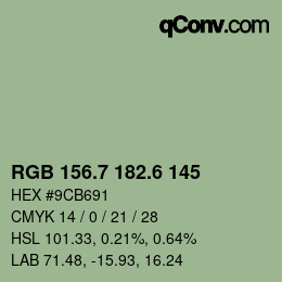 カラーコード: RGB 156.7 182.6 145 | qconv.com