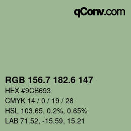 カラーコード: RGB 156.7 182.6 147 | qconv.com
