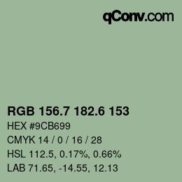 カラーコード: RGB 156.7 182.6 153 | qconv.com