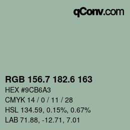 カラーコード: RGB 156.7 182.6 163 | qconv.com