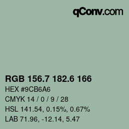 カラーコード: RGB 156.7 182.6 166 | qconv.com