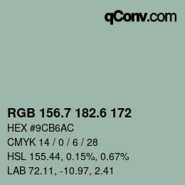 カラーコード: RGB 156.7 182.6 172 | qconv.com
