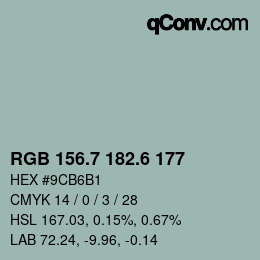 カラーコード: RGB 156.7 182.6 177 | qconv.com