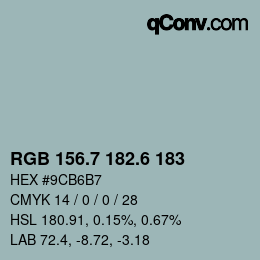 カラーコード: RGB 156.7 182.6 183 | qconv.com
