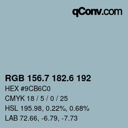 カラーコード: RGB 156.7 182.6 192 | qconv.com