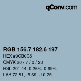 カラーコード: RGB 156.7 182.6 197 | qconv.com