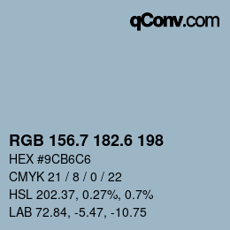 カラーコード: RGB 156.7 182.6 198 | qconv.com