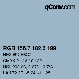 カラーコード: RGB 156.7 182.6 199 | qconv.com