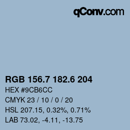 カラーコード: RGB 156.7 182.6 204 | qconv.com