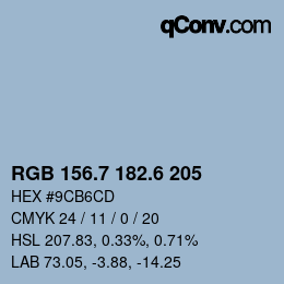 カラーコード: RGB 156.7 182.6 205 | qconv.com