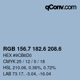 カラーコード: RGB 156.7 182.6 208.6 | qconv.com