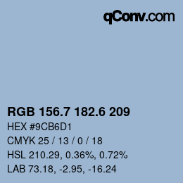 カラーコード: RGB 156.7 182.6 209 | qconv.com