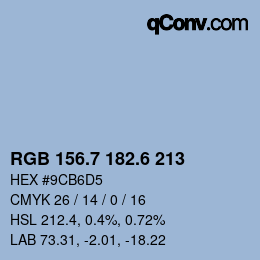 カラーコード: RGB 156.7 182.6 213 | qconv.com
